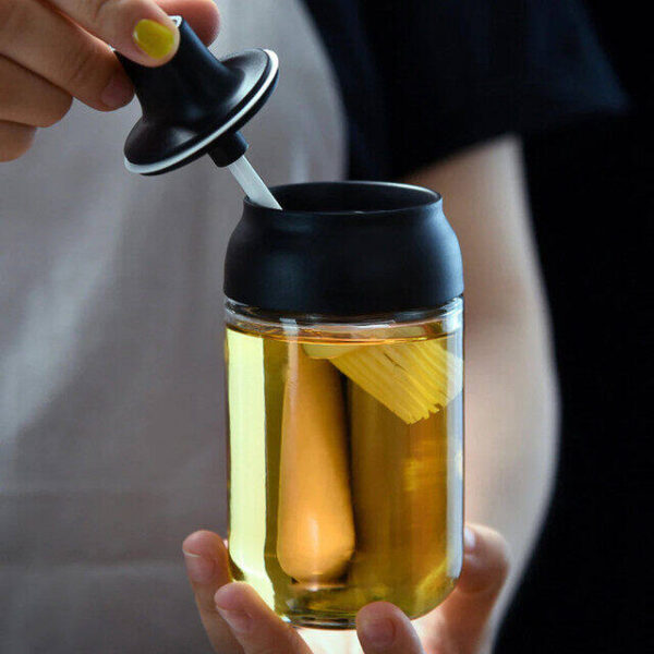 Kitchen Gadget Glass Seasoning Tank Kitchen Spice Kit Bottles Pepper Spoon Seasoning Jars Oil Brush Honey Container Food Storage Container