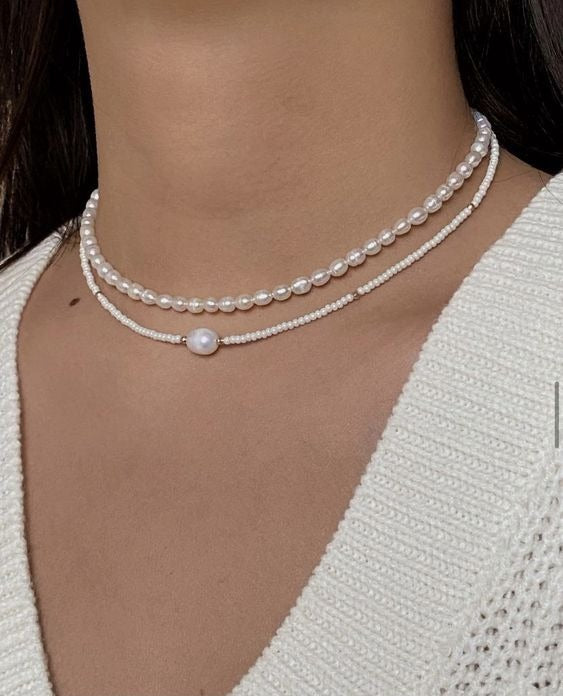 White Stone Pearl Ladies Necklace For Women-neckless For Girls – Wedding Necklace -fashion Jewellery Pack Of 2