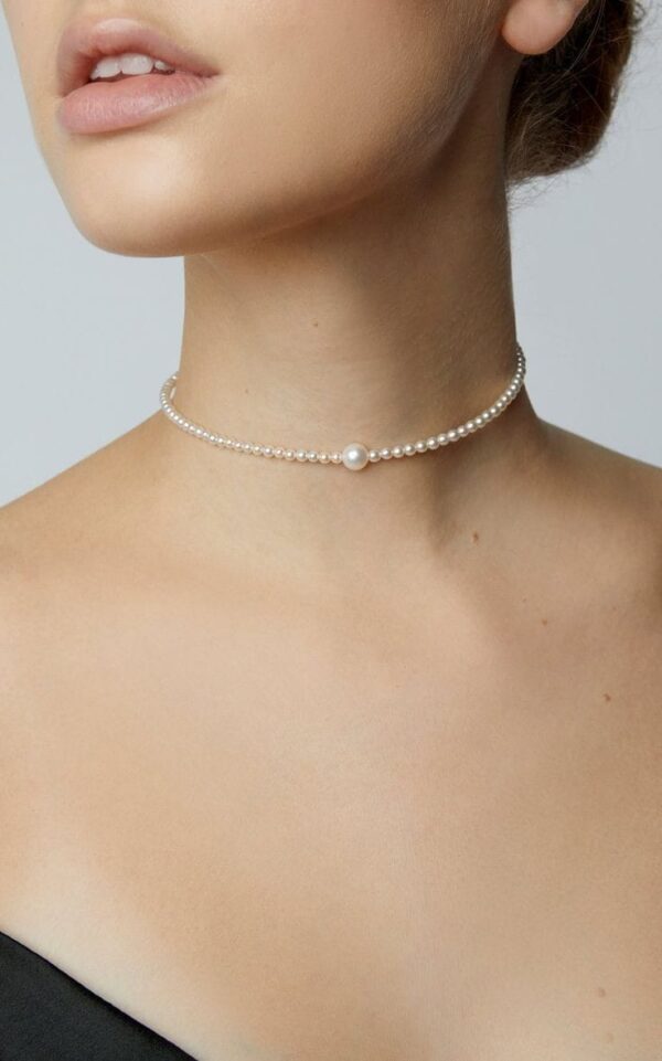 White Stone Pearl Ladies Necklace For Women – Simple Choker– Necklace For Girls