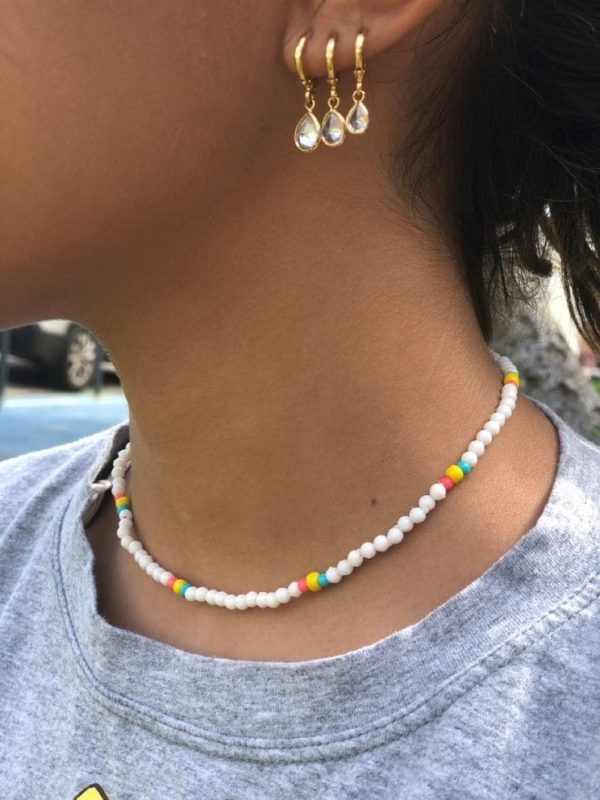 White With Multi Stone Pearl Ladies Necklace For Women – Simple Choker – Ladies Haar – Neckless For Girls