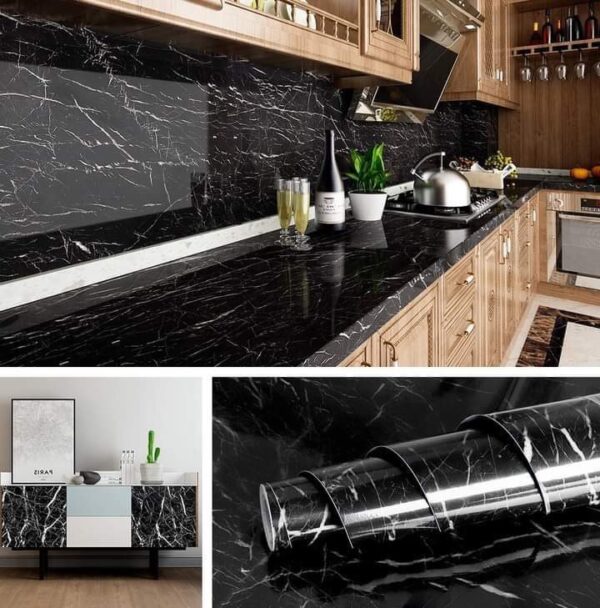 Black Marble Paper Sticker 60cm X 2 Meter Marble Texture