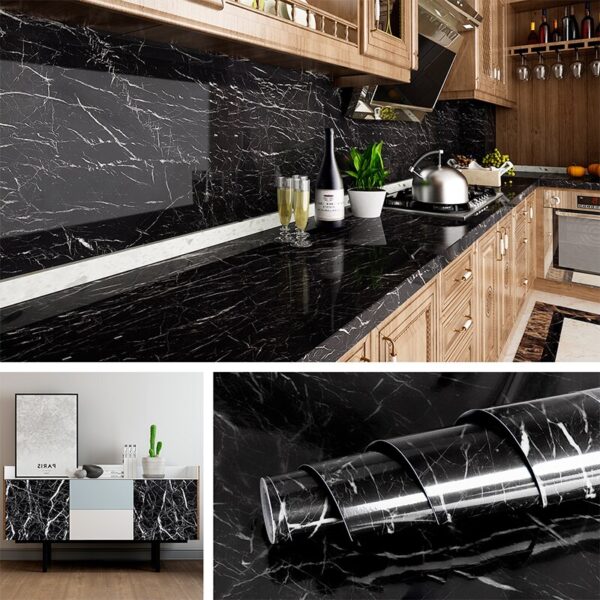 Black Marble Paper Sticker 60cm X 2 Meter Marble Texture