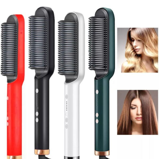 Brush Hair Curler & Straightener Styler For Women (random Color)