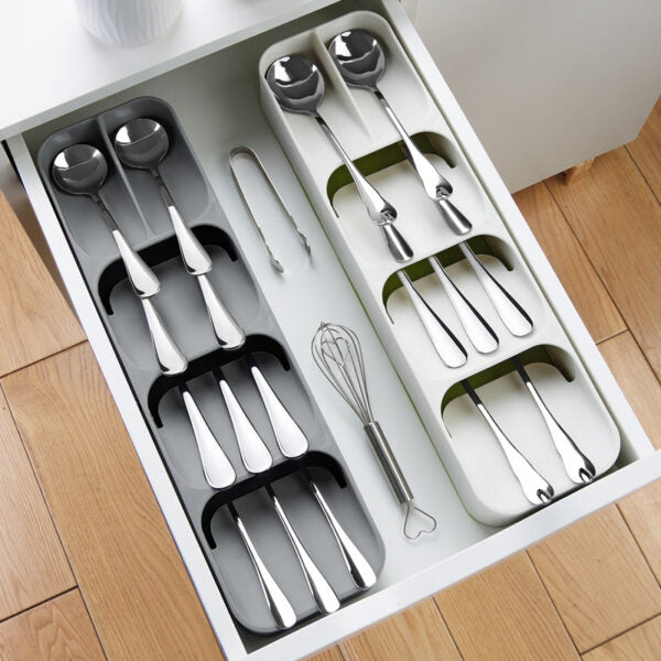 Kitchen Drawer Organizer Storage Box – Expandable Cutlery Tray – Compact Cutlery Drawer Organizer Rack – Kitchen Utensil Holder Knife Fork Spoon Tray Storage Holder