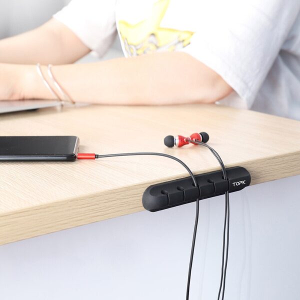 Topk Silicone Usb Cable Adhesive Desktop Wire Organizer Charging Cord Clamp Winder Management Clips ( For Mouse Headphone Wire )
